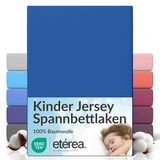 etérea Jersey Hoeslaken 60x120 - 70x140 cm Oekotex Made in Green - 100% katoen - Blauw