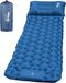 Merkloos Opblaasbare campingmatras met ingebouwd kussen, waterdicht TPU, 198 x 70 x 10 cm, met voetpomp