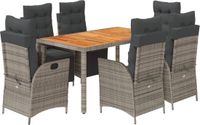 vidaXL 7-delige tuinset met kussens, grijs, polyrotan