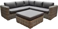 AVH-Collectie Cervo hoek loungeset 4-delig grijs wicker