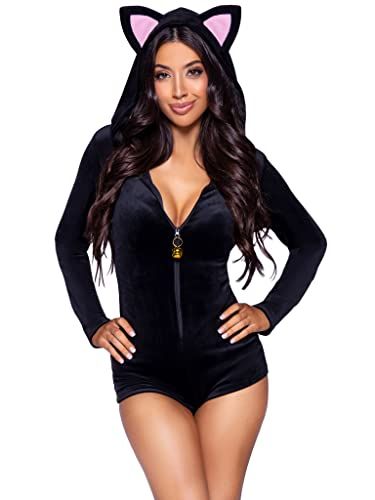 Leg Avenue Black Velvet Kitty Cat Kostuum Dames, L (zwart)