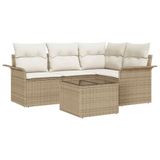 vidaXL Tuinbank - Set - 5 - st - Beige - poly - rattan