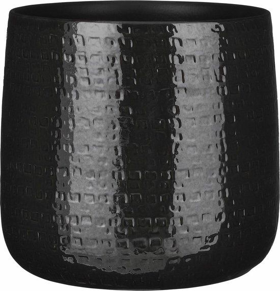 Mica Decorations - Plantenpot - Keramiek - Zwart - D32/H30 cm