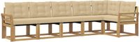 vidaXL Hoek loungeset 6-delig Acacia Hout Wit en Beige