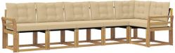 vidaXL Hoek loungeset 6-delig Acacia Hout Wit en Beige