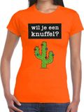Bellatio Decorations Shoppartners Bv Wil je een Knuffel tekst t-shirt oranje dames M