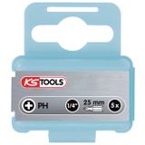 KS Tools 910.2207 1/4" RVS Bit PH3, 25mm, 5 per pak