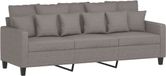 vidaXL Driezitsbank 180 cm stof taupe