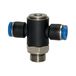 Riegler T-steekschroefverbinding »Blaue serie«, draaibaar, G3/8 a., voor slang-buiten-Ø12 mm, werkdruk max. 15 bar, KS/MS niet, binnen 6-kant