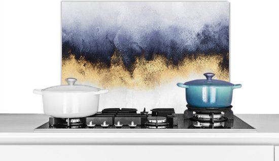 KitchenYeah Keuken Spatscherm - Glitter Goud Abstract - 70x50 cm