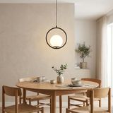 B·LED BARCELONA LED BarcelonaLED Plafondhanglamp met elegante lampenkap van mat glas modern met zwarte houder en E27-fitting voor slaapkamer, woonkamer, eetkamer