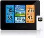 Merkloos / Sans marque Holland Connections Draadloos weerstation, draadloos weerstation voor binnen en buiten, binnenthermometer met led-sensor, verlicht digitaal alarmdisplay, tijd, datum, datum (zwart).
