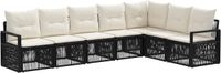 vidaXL Tuinbank Set 7 st Zwart poly rattan