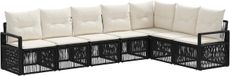 vidaXL Tuinbank Set 7 st Zwart poly rattan