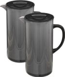 5Five Carafe à jus/carafe - Lot de 2 pièces - Noir - avec couvercle - 1950 ml - plastique