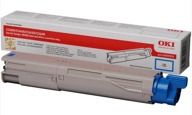 OKI 43459331 Toner Cartridge - Cyan - Compatible with C3300n/C3400n/C3450/C3600