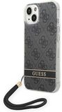 Guess 4G Printed Back Case met Strap - Geschikt voor Apple iPhone 14 Plus (6.7") - Zwart
