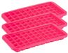 PLASTICFORTE Tray met Cocktail ijsblokjes - 3x stuks - 50 vakjes - Roze