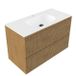 Saniclass Badkamermeubelset - 100x45x61.5cm - Flow solid surface wastafel wit - 1 wasbak - 1 kraangat - 2 lades - mat eiken natural (hout) SW1420804/SW1174115