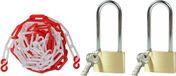 ProPlus Afzetketting met 2 hangsloten - rood/wit - 5 meter - kunststof