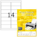 TopStick 8757 adresstickers A4 (99,1 x 38,1 mm, 100 vellen, papier, mat) zelfklevend, bedrukbaar, permanente klevende universele etiketten, 1.400 etiketten voor printer, wit