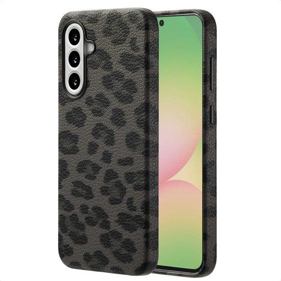 Selencia Sabi Backcover Panterprint met MagSafe voor de Samsung Galaxy A56 - Midnight Black