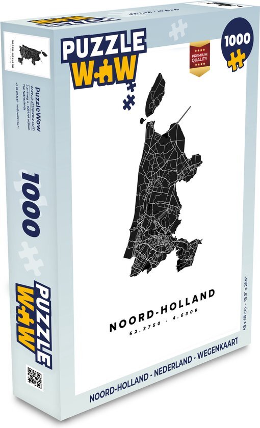 MuchoWow Puzzel Noord-Holland - Nederland - Wegenkaart - Legpuzzel - Puzzel 1000 stukjes volwassenen