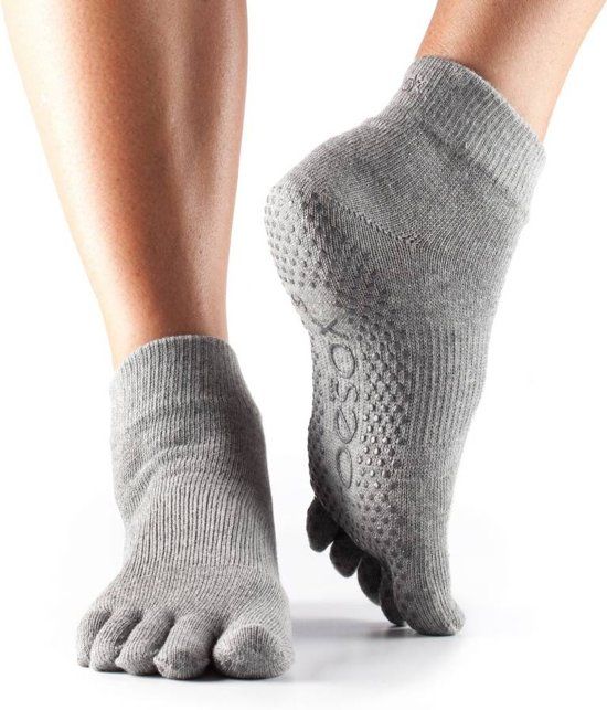 Toesox Ankle Grip Full Toe Grijs 43-46