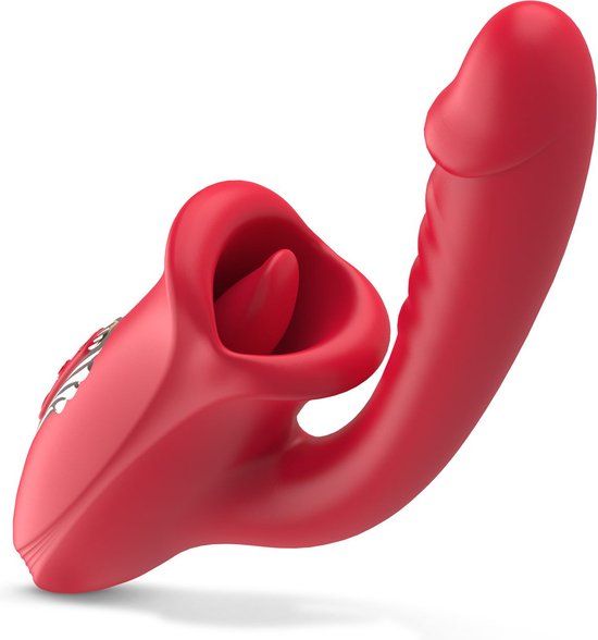 Teazers Dildo met Clitoris Stimulator - Rood - Oplaadbaar - 20 standen