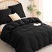 TRANKIELO® - Housse de couette 200x200 cm - Ensemble de literie 3 pièces en 100% microfibre - Noir