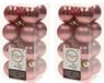 Decoris petites boules de Noël - 32x pc - vieux rose - 4 cm - plastique