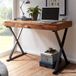 FineBuy Bureau 120 x 55 x 78 cm en bois massif de sheesham / métal noir