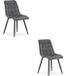 LEOBERT Set van 2 eetkamerstoelen SPLIT – Fluweel donkergrijs – Zwarte metalen poten – Modern design