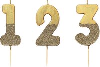 Talking Tables - Gouden glitter cijfer 6 kaars - Verjaardag - Goud
