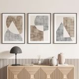 Lot de 3 affiches / posters triptyque - formes géométriques - 3 affiches - 21x29,7 cm (cadres non fournis) - bordure noire et blanche