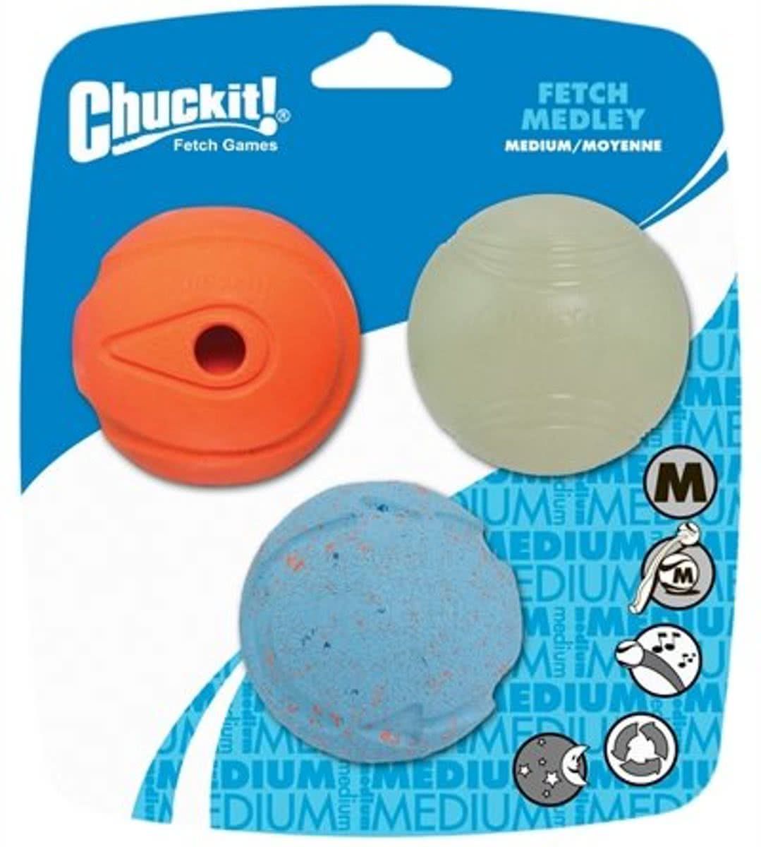 Chuckit Fetch Medley Asst 3-Pk - Maat M - Hondenspeelgoed