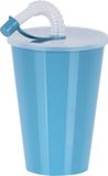 Juypal Hogar Juypal Drinkbeker met deksel en rietje - licht blauw - kunststof - 450 ml