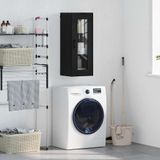 vidaXL Wandkast, zwart, eikenlook, 34,5 x 34 x 90 cm