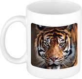 Bellatio Decorations Siberische tijger koffiemok / theebeker wit 300 ml