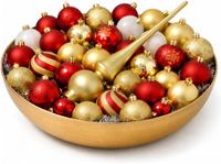 Feeric lights & Christmas Feeric Christmas Kerstballen - 60x - goud met rood - kunststof - met glazen piek