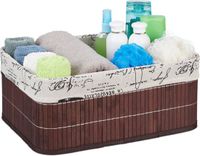 Merkloos Relaxdays Opbergmand Bamboe met Retro Print - 15.5 L - Bruin