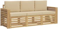 vidaXL - Sofa-Set - 3-delig - Wit en Beige - Polyester