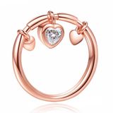 LGT JWLS Lookinggoodtoday Rose kleurige Dames Ring met Hart Hanger van Zirkonia-18mm
