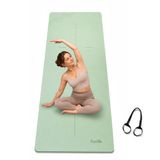 FunLife Yogamat 183 x 61 cm - 8 mm TPE Fitnessmat Antislip met Draagriem - Matchagroen
