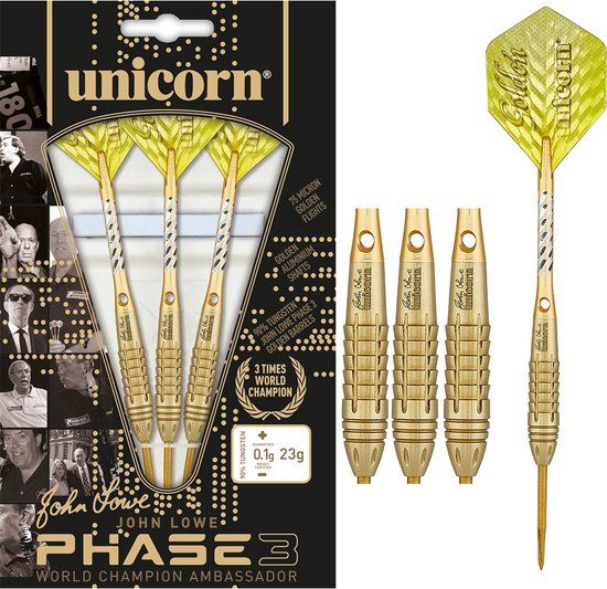 Unicorn John Lowe Phase 3 90% - Dartpijlen - 23 g - Steeltip - 1 stuk(s)