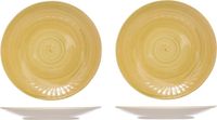 Cosy & Trendy Turbolino ontbijt/dessert bordje - 2 stuks - geel - 22 cm - keramiek