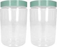 PLASTICFORTE Voorraadpot/bewaarpot - 2x - 375 ml - kunststof - mint groen