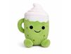 Flooffees Mug en peluche vert de Londres – Jouet kawaii mignon avec nappage à la crème fouettée, 25 cm, compagnon de bureau câlin, décoration de chambre et cadeau pour enfants