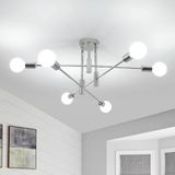 DELIPOP Industriële kroonluchter Sputnik zilver 6 lampen E27 70 cm