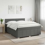 vidaXL Boxspringbed met matras, donkergrijs, 140 x 190 cm, stof